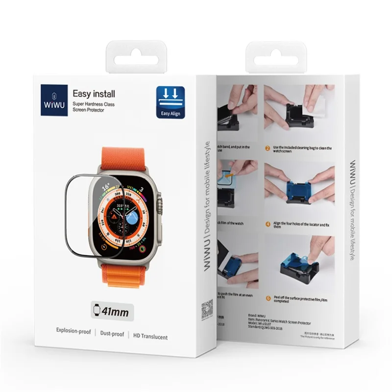 WIWU JD-107 For Apple Watch Series 7 / 8 41mm PMMA Screen Protector Smart Watch Screen Film with Install Tool