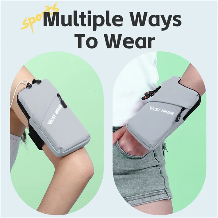 WEST BIKING YP0707365 Fitness Running Arm Bag Phone Storage Armband Bag - Grey