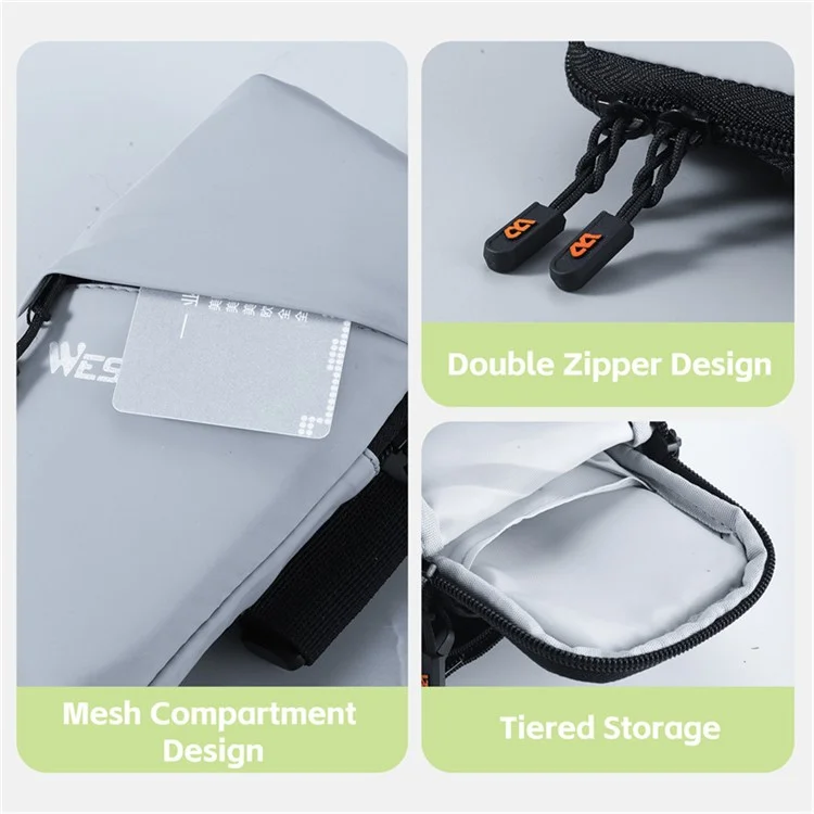 WEST BIKING YP0707365 Fitness Running Arm Bag Phone Storage Armband Bag - Grey