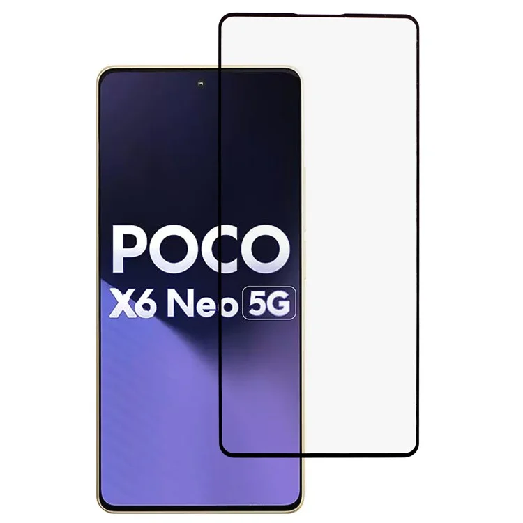Para Xiaomi Poco X6 Neo 5G Protector de pantalla de pantalla completa Pegamento lateral 9D Película de vidrio templado