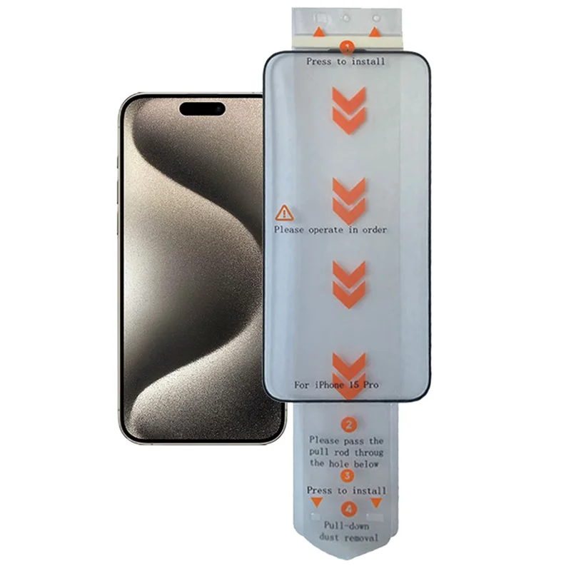 For iPhone 15 Pro Full Screen Protector Transparent Tempered Glass Shield Film (Work with Electric Screen Protector Applicator)