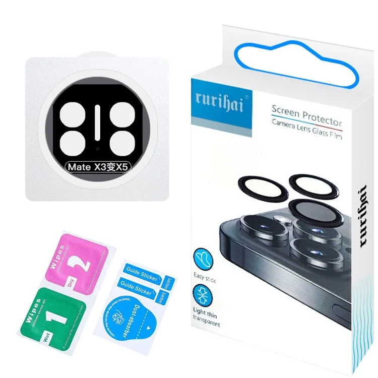 Protezione Obiettivo Fotocamera RURIHAI per Huawei Mate X3 a Mate X5 Lega di Titanio Pellicola Obiettivo - Nero