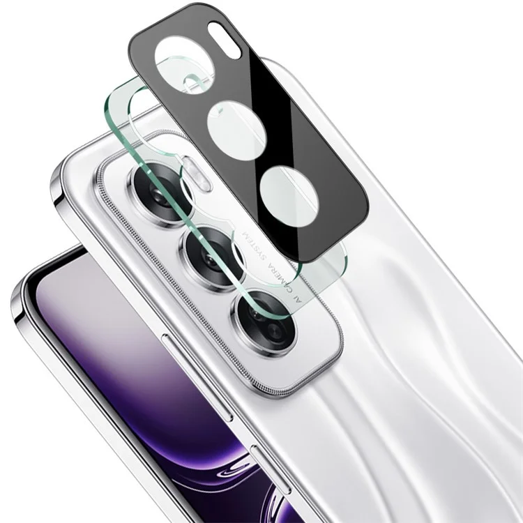IMAK For Oppo Reno12 5G (Global) Tempered Glass Camera Lens Protector+Acrylic Lens Cap (Black Version)