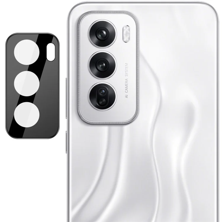 IMAK For Oppo Reno12 5G (Global) Tempered Glass Camera Lens Protector+Acrylic Lens Cap (Black Version)