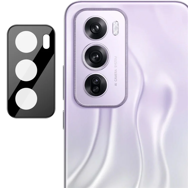 IMAK Para Oppo Reno12 Pro 5G (Global) Protetor de Lente da Câmera + Tampa da Lente Acrílica Película de Vidro Temperado (Versão Preta)