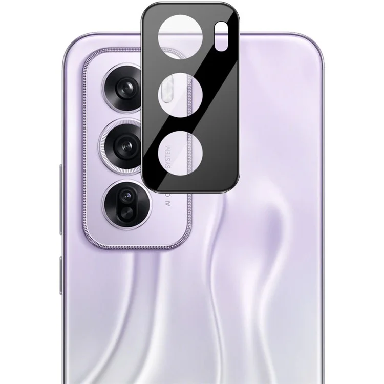 IMAK Para Oppo Reno12 Pro 5G (Global) Protetor de Lente da Câmera + Tampa da Lente Acrílica Película de Vidro Temperado (Versão Preta)