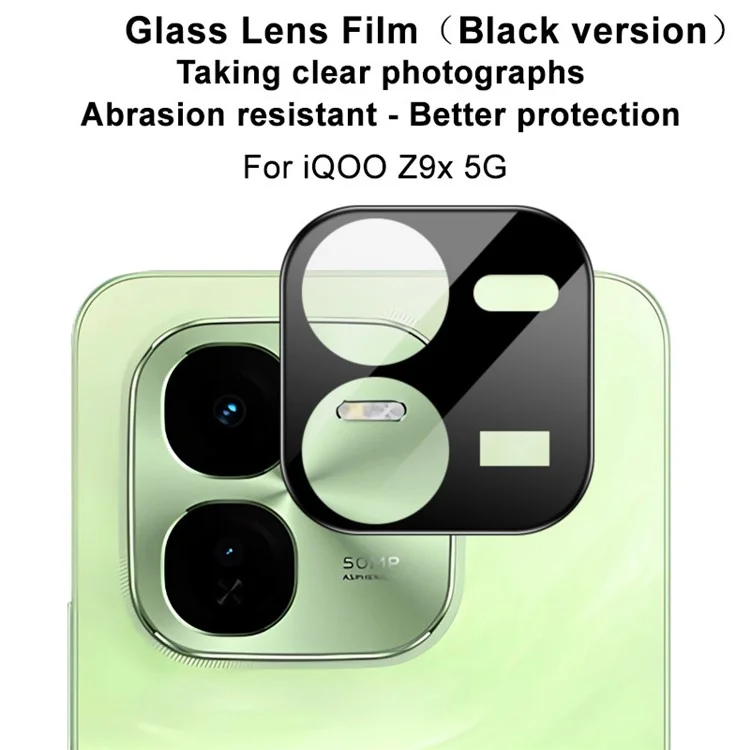 IMAK pour vivo iQOO Z9x 5G Protecteur d'objectif de caméra Verre trempé Film de protection de l'objectif Cas compatible (Version noire)