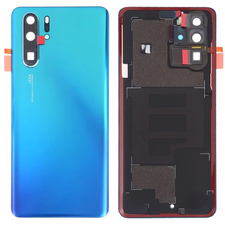 For Huawei P30 Pro Battery Housing with Adhesive Sticker+Camera Lens Cover - Aurora Blue