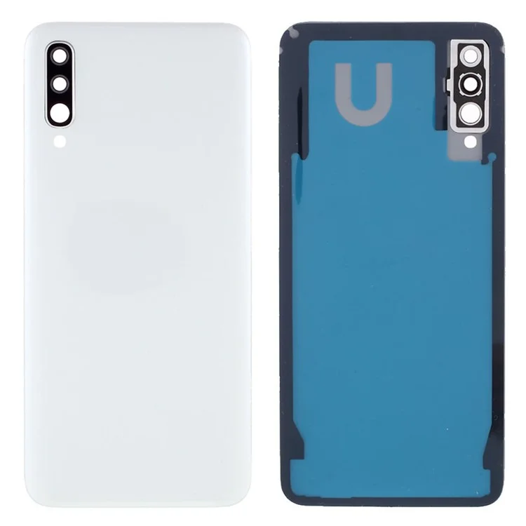 Pour Samsung Galaxy A50 A505 Boîtier de batterie avec couvercle d'objectif de caméra - Blanc