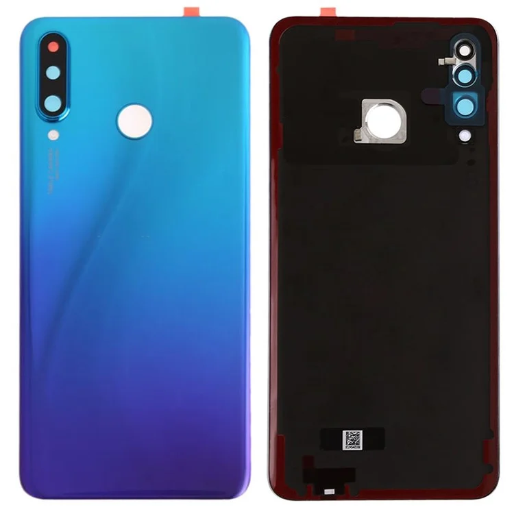 Für Huawei P30 Lite (48MP) Batterie-Abdeckung mit Klebesticker + Kameralinsenabdeckung - Aurora Blau