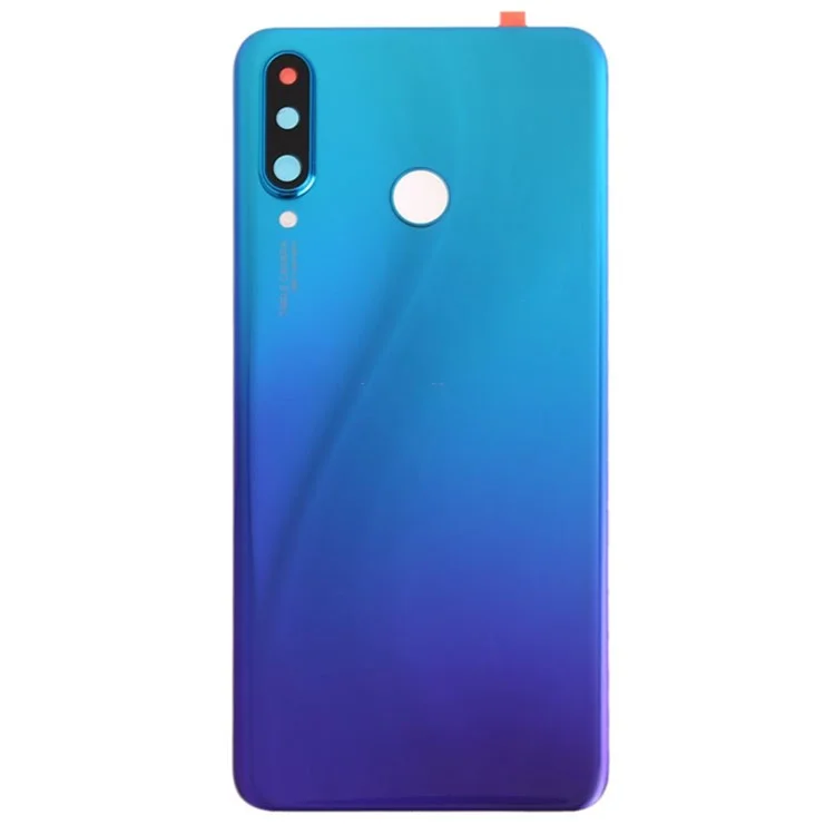Für Huawei P30 Lite (48MP) Batterie-Abdeckung mit Klebesticker + Kameralinsenabdeckung - Aurora Blau