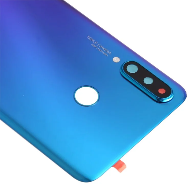 Für Huawei P30 Lite (48MP) Batterie-Abdeckung mit Klebesticker + Kameralinsenabdeckung - Aurora Blau