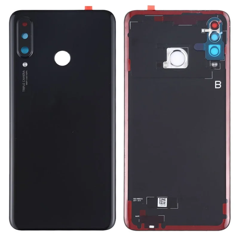 For Huawei P30 Lite (48MP) Battery Housing with Adhesive Sticker+Camera Lens Cover - Black