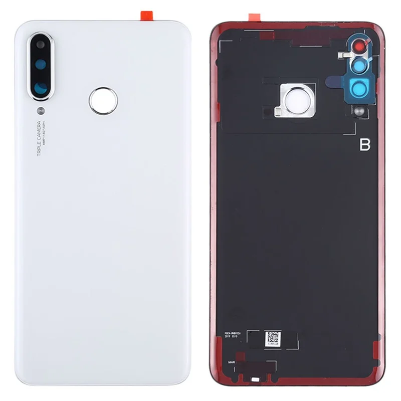 For Huawei P30 Lite (48MP) Battery Housing with Adhesive Sticker+Camera Lens Cover - White