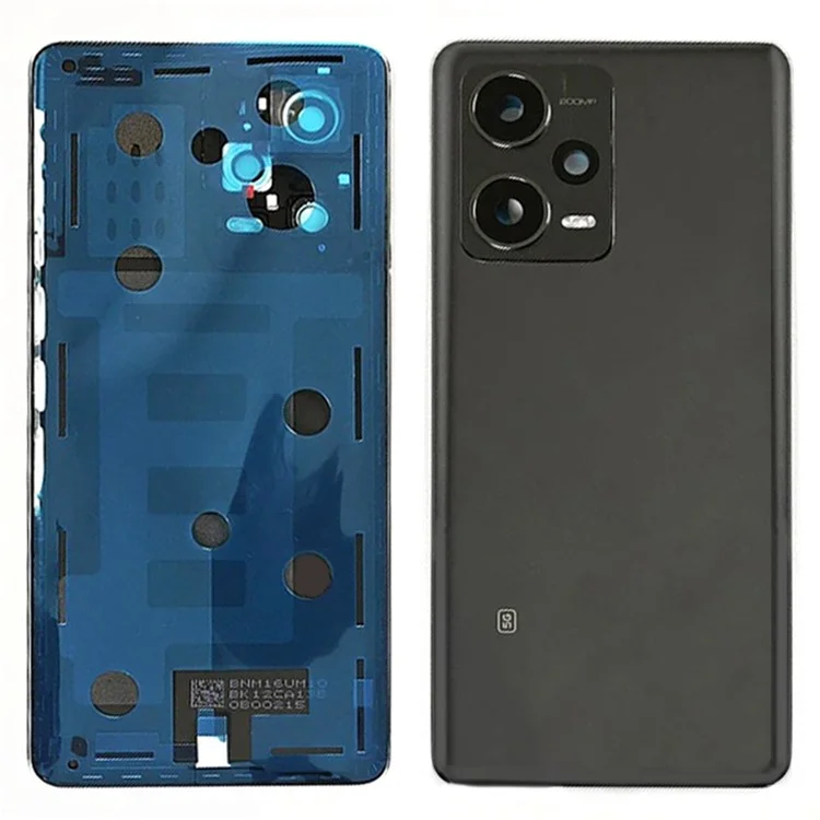 Para Xiaomi Redmi Note 12 Pro+ 5G Capa da Bateria Traseira com Anel da Câmera e Capa da Lente de Reposição - Preto