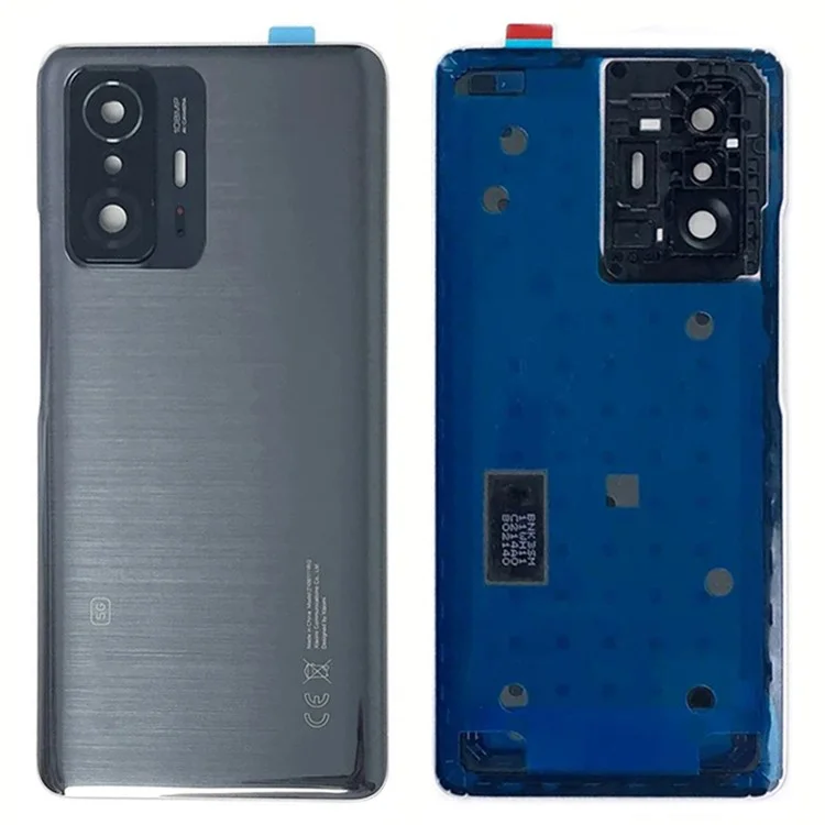 Для Xiaomi 11T 5G / 11T Pro 5G задняя крышка батарейного отсека с кольцом для объектива камеры - запасная часть - черная