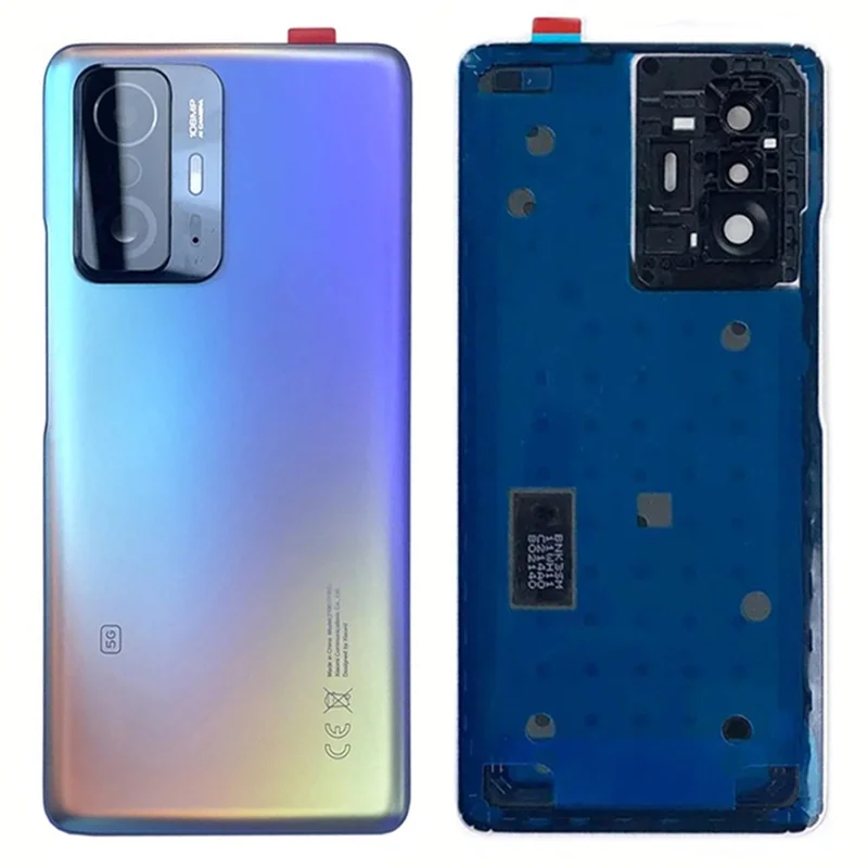 For Xiaomi 11T 5G / 11T Pro 5G Back Battery Housing Cover with Camera Ring Lens Cover Spare Part - Blue