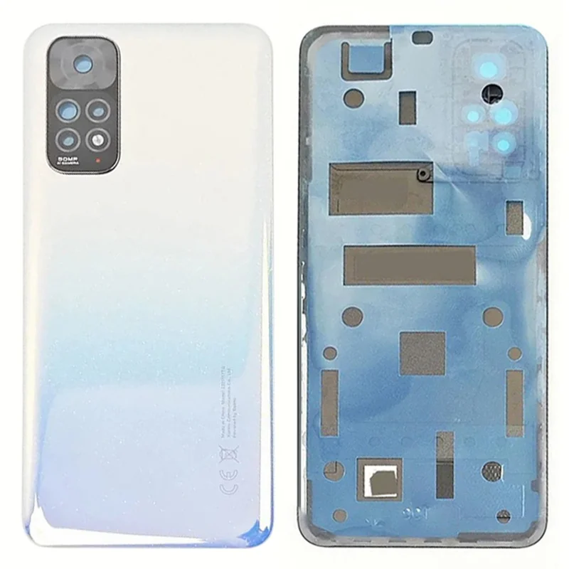 Для Xiaomi Redmi Note 11 4G (Qualcomm) Задняя крышка аккумуляторного отсека с кольцом объектива камеры - Белый