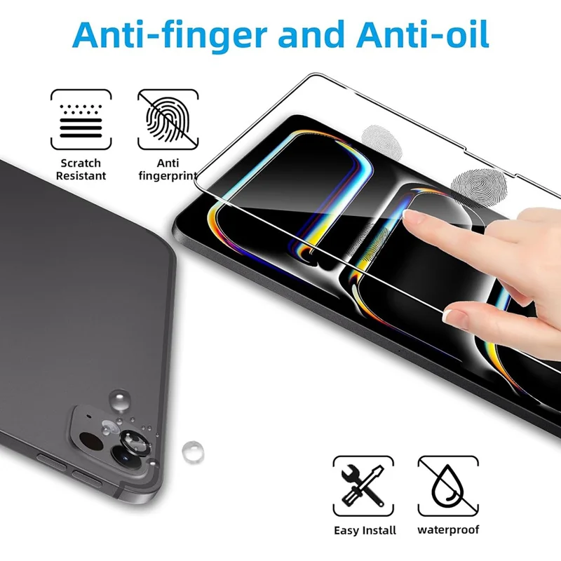 For iPad Pro 11 (2024) Tempered Glass Screen Protector 2.5D Arc Edge with Camera Lens Film