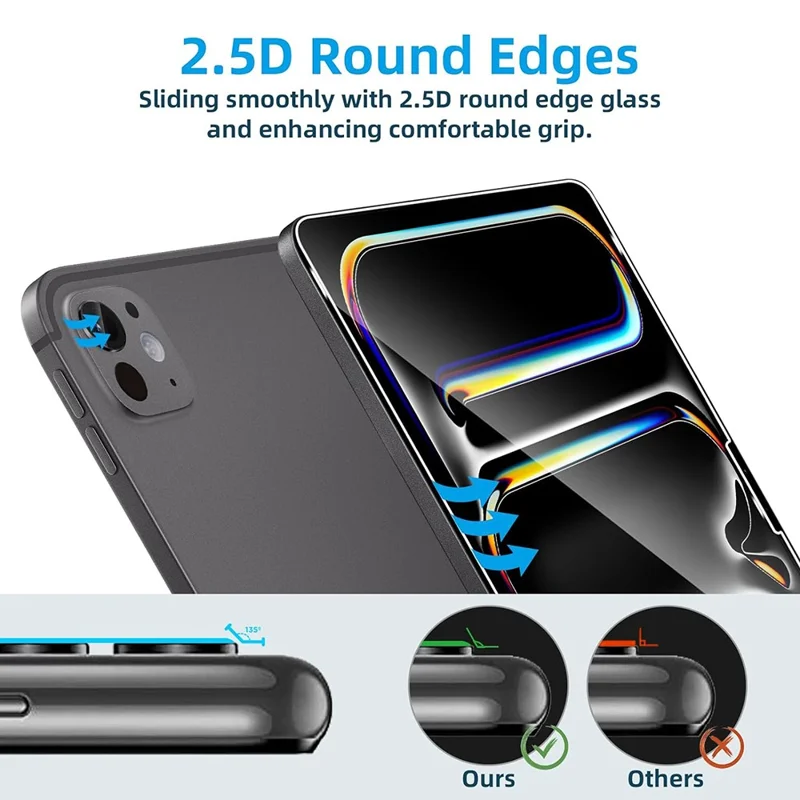 For iPad Pro 11 (2024) Tempered Glass Screen Protector 2.5D Arc Edge with Camera Lens Film