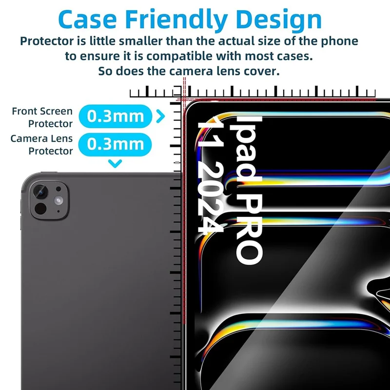 For iPad Pro 11 (2024) Tempered Glass Screen Protector 2.5D Arc Edge with Camera Lens Film