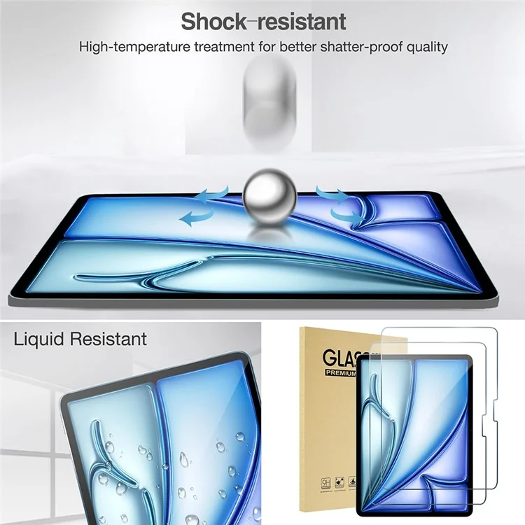 2Pcs For iPad Air 13 (2025) / (2024) Tempered Glass Screen Protector 2.5D Arc Edge Screen Film