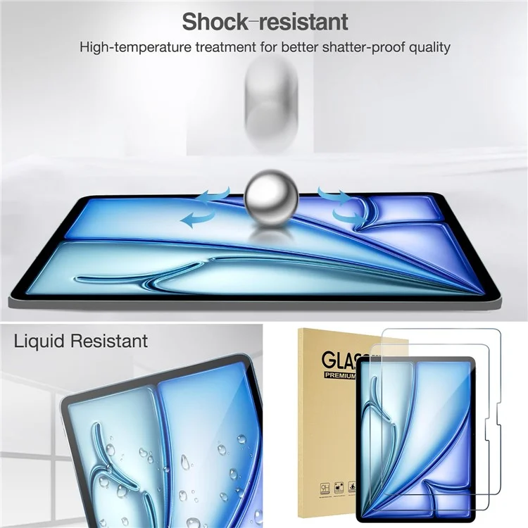 2Pcs For iPad Air 11 (2025) / (2024) Screen Protector 2.5D Arc Edge Tempered Glass Film