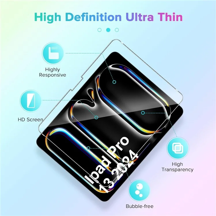 2Pcs Para iPad Pro 11 (2024) Protetor de Tela de Vidro Temperado Film 2.5D Arco Edge