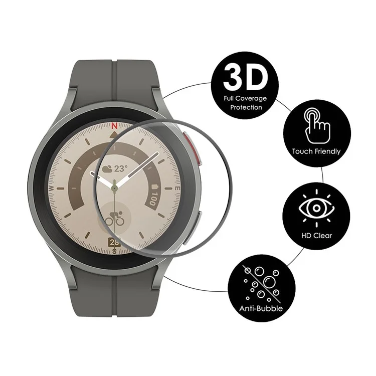 ENKAY HAT PRINCE Screen Protector for Samsung Galaxy Watch 5 Pro 45mm, Ultra Clear Full Cover 3D Curved Full Soft PC Edge + Anti-scratch PMMA Film