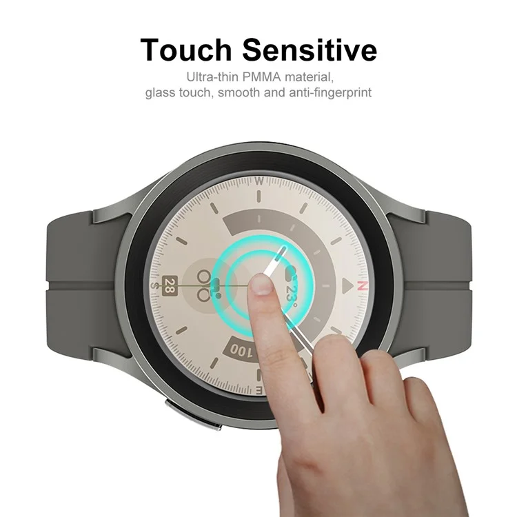 ENKAY HAT PRINCE Screen Protector for Samsung Galaxy Watch 5 Pro 45mm, Ultra Clear Full Cover 3D Curved Full Soft PC Edge + Anti-scratch PMMA Film