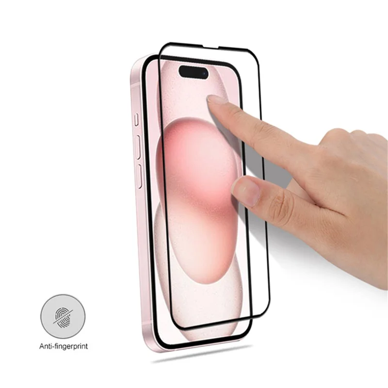 MOCOLO 25Pcs For iPhone 15 Full Screen Protector Silk Printing Full Glue Tempered Glass Film, Black