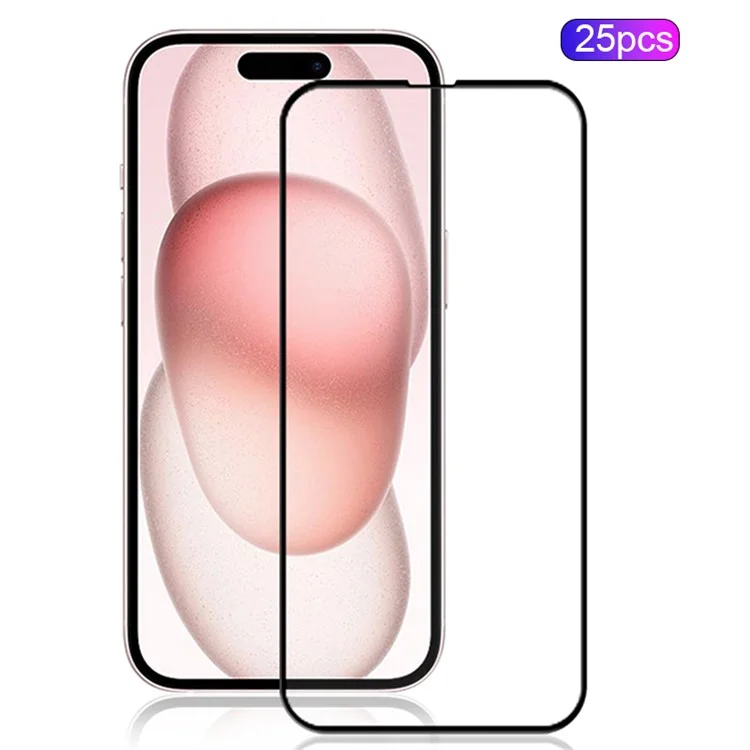 MOCOLO 25Pcs For iPhone 15 Pro Max Full Screen Protector Silk Printing Full Glue Tempered Glass Film - Black