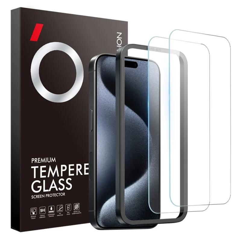 NORTHJO 2Pcs A+ For iPhone 15 Pro Screen Protector 0.3mm 2.5D Clear Tempered Glass Film with Installation Tool