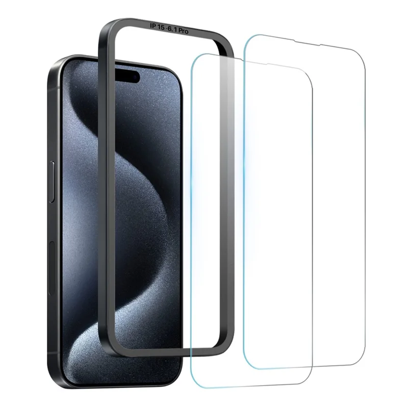 NORTHJO 2Pcs A+ For iPhone 15 Pro Screen Protector 0.3mm 2.5D Clear Tempered Glass Film with Installation Tool