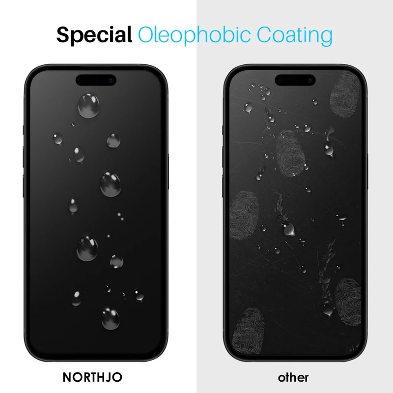 NORTHJO 2Pcs A+ For iPhone 15 Pro Max Screen Protector 2.5D Tempered Glass Film with Installation Frame