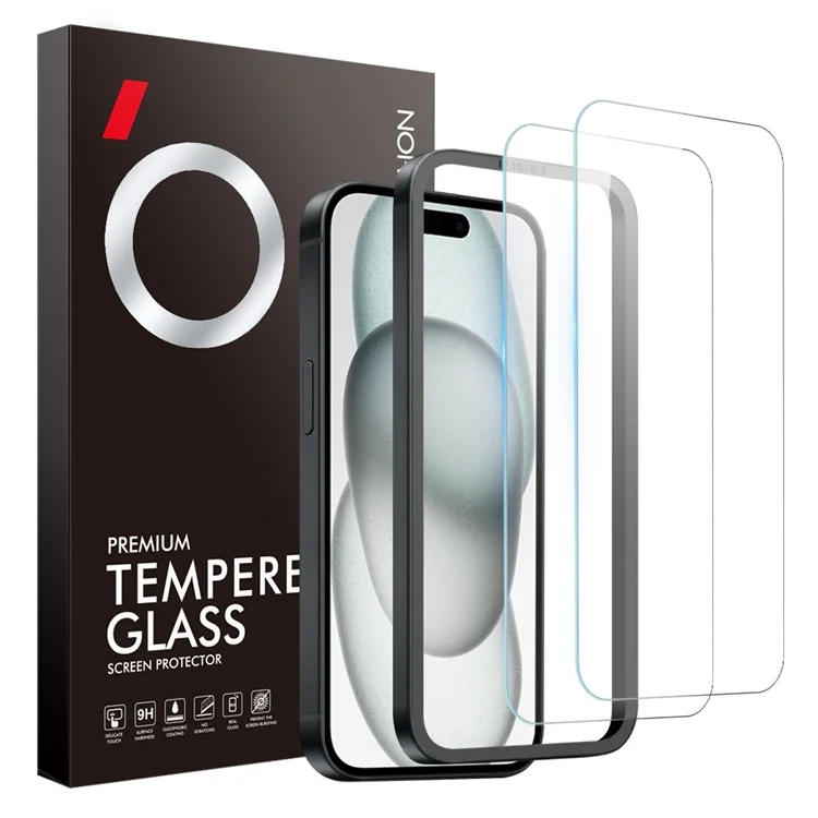 NORTHJO 2Stk A+ Für iPhone 15 Klare Bildschirmschutzfolie 0,3 mm 2,5D Gehärtetes Glasfilm mit Montagewerkzeug