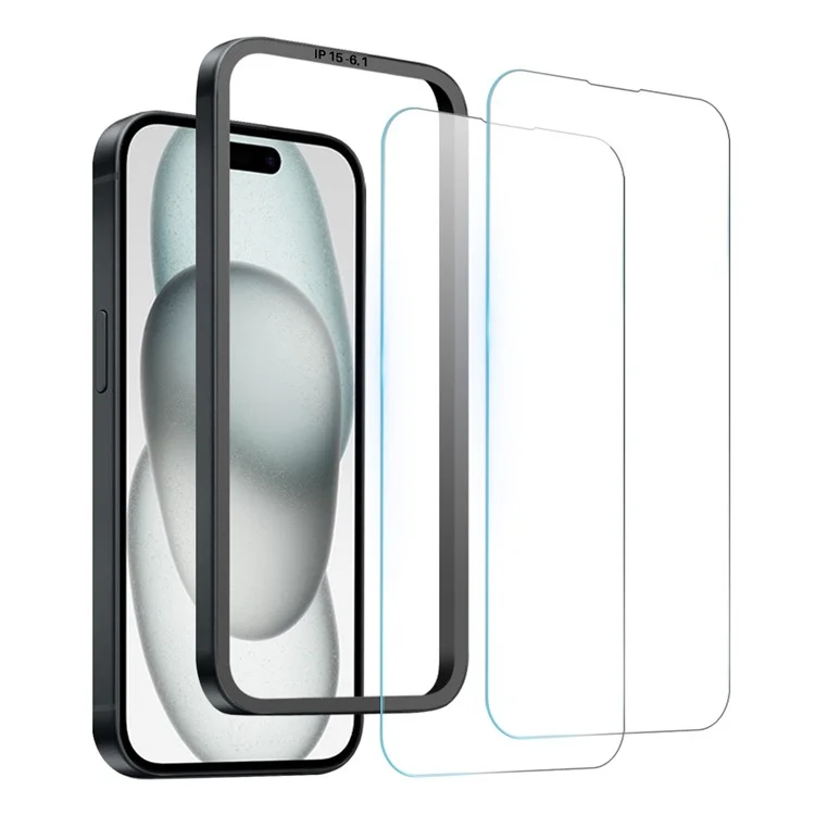 NORTHJO 2Stk A+ Für iPhone 15 Klare Bildschirmschutzfolie 0,3 mm 2,5D Gehärtetes Glasfilm mit Montagewerkzeug