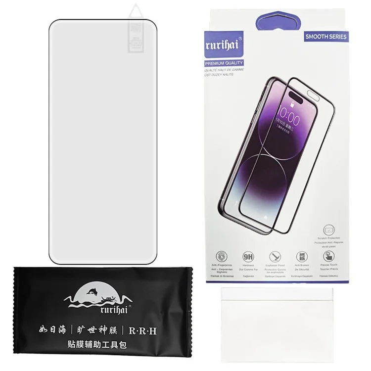 RURIHAI For For Honor 200 Pro 5G Screen Protector 3D Curved Full Coverage HD Clear (Support Fingerprint Unlock)