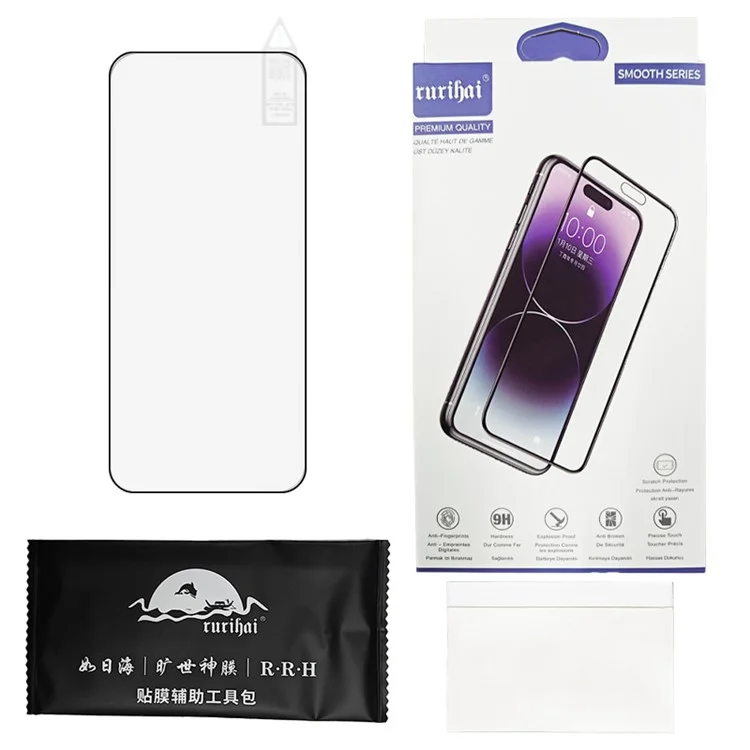 RURIHAI Für Oppo Reno12 5G (Global) 3D Curved Full Screen Protector Full Glue Film (Unterstützt Fingerabdruckentsperrung)