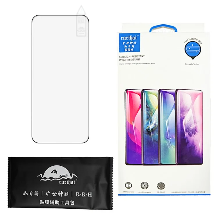 RURIHAI Für Oppo Reno12 Pro 5G (Global) Bildschirmschutz Hochaluminium-Silizium-Glas, 3D-Curved-Edge