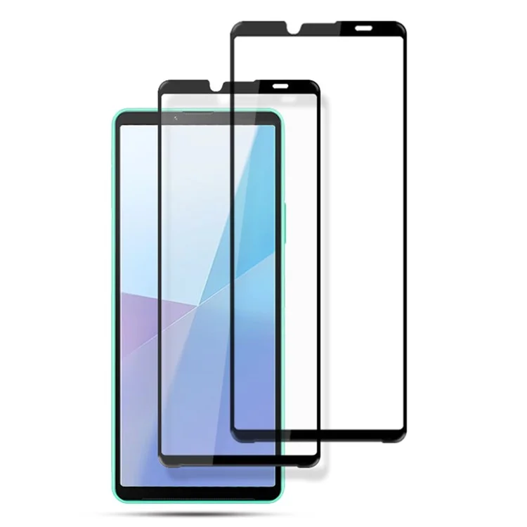 AMORUS 2Pcs For Sony Xperia 10 VI Screen Protector Tempered Glass Film Full-Coverage, Silk Printing - Black