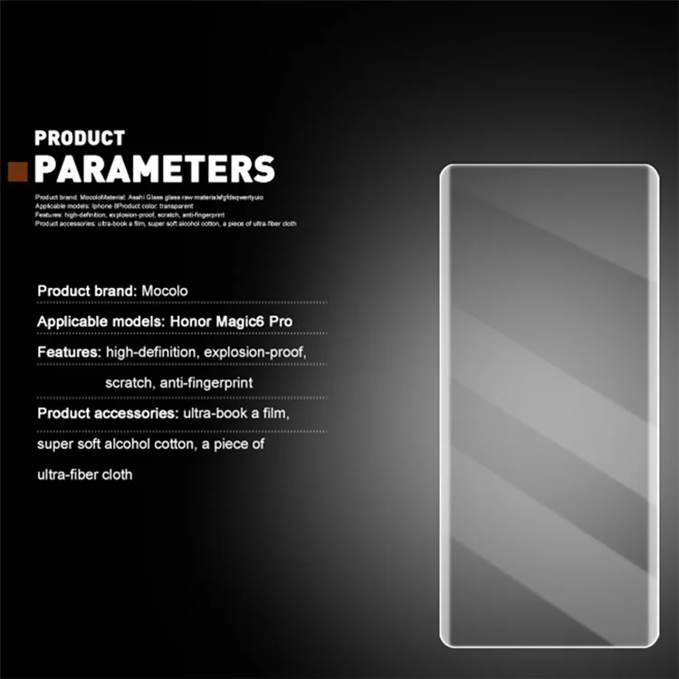 MOCOLO For Honor Magic6 Pro 5G Tempered Glass Screen Protector 3D Curved UV Liquid Film