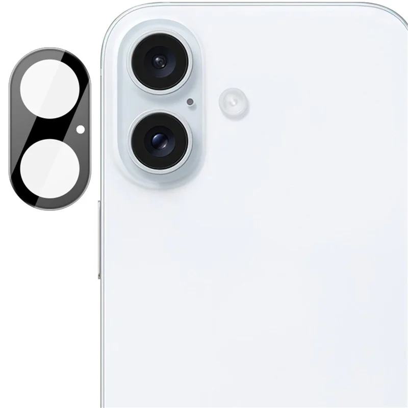 IMAK For iPhone 16 / 16 Plus Camera Lens Protector+Acrylic Lens Cap Tempered Glass Lens Film HD Clear (Black Version)