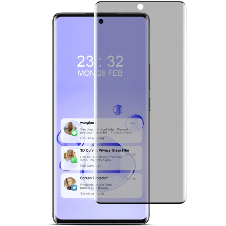 IMAK Per vivo X100 Ultra 5G / Y200 (India) 5G Protezione dello schermo privacy 3D Curved Tempered Glass Film (No Edge Version)