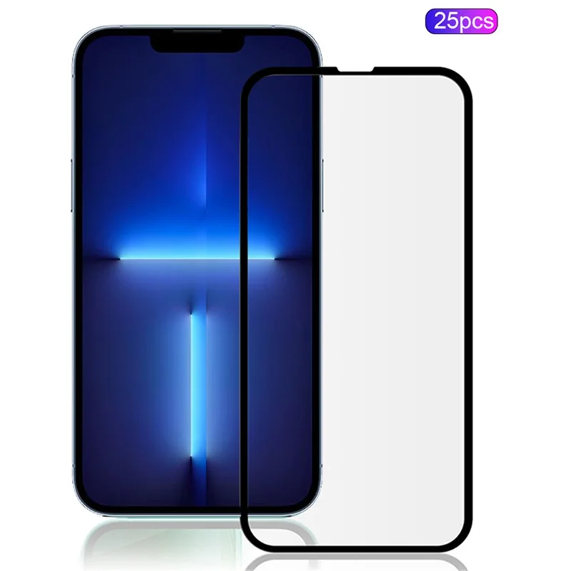 MOCOLO 25Pcs For iPhone 13 Pro Max Full Screen Protector Silk Printing Tempered Glass Film - Black