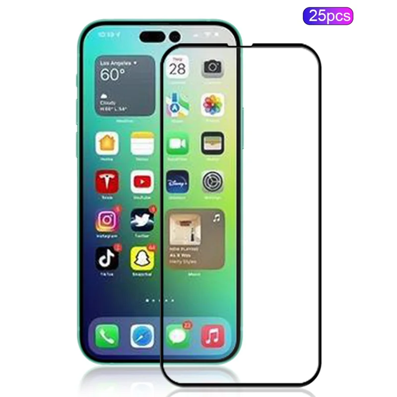 MOCOLO 25Pcs For iPhone 14 Pro Screen Protector Tempered Glass Film Case-Friendly, HD Clear - Black