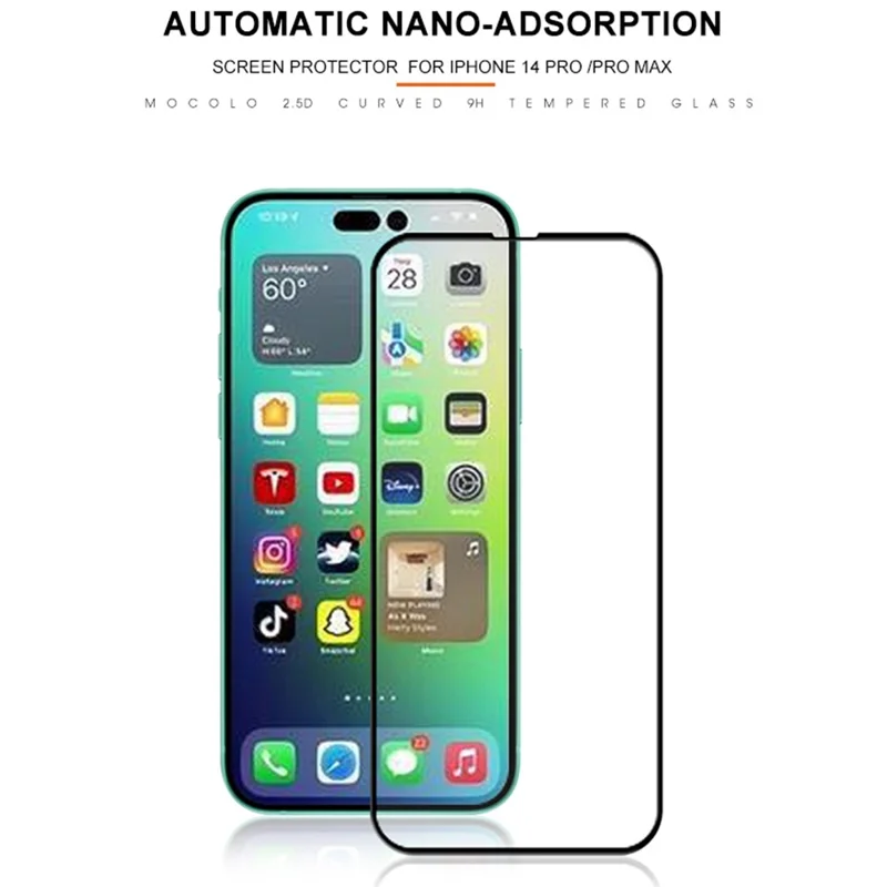 MOCOLO 25Pcs For iPhone 14 Pro Screen Protector Tempered Glass Film Case-Friendly, HD Clear - Black