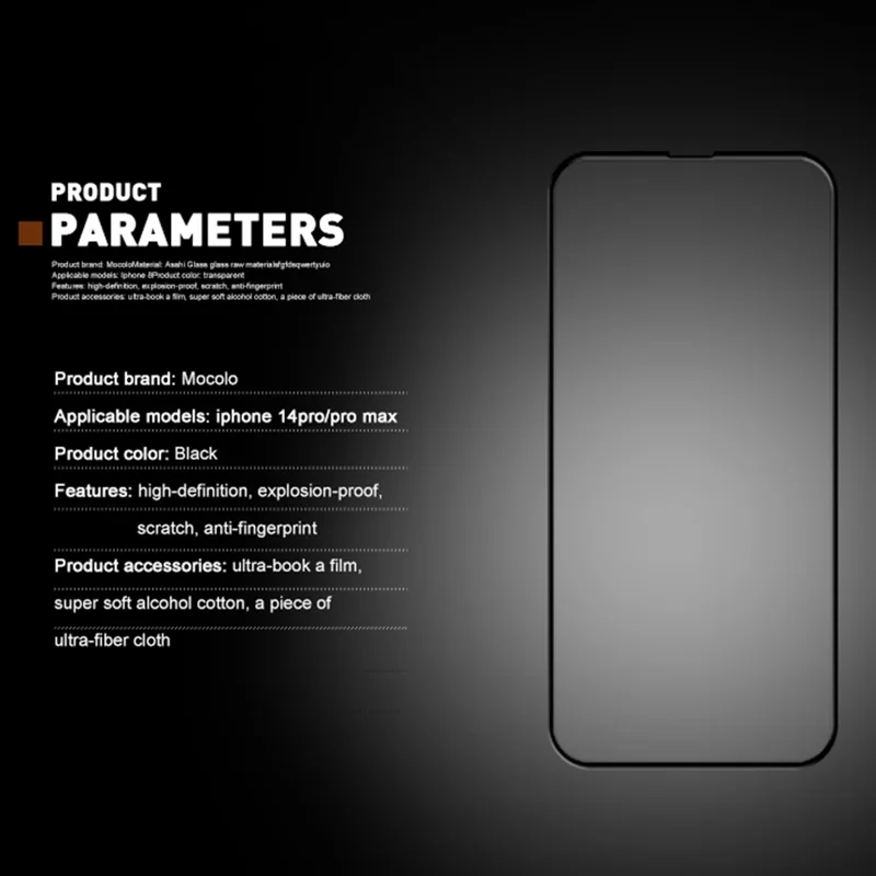 MOCOLO 25Pcs For iPhone 14 Pro Screen Protector Tempered Glass Film Case-Friendly, HD Clear - Black