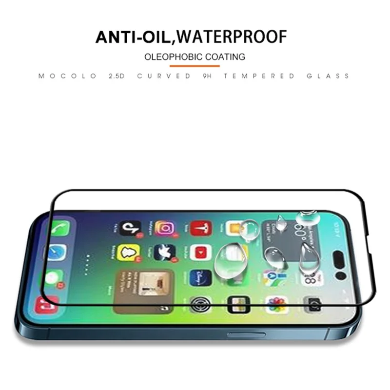 MOCOLO 25 stuks voor iPhone 16 Pro Volledige Screen Protector Gehard Glas Zijde-afdruk Rand - Zwart