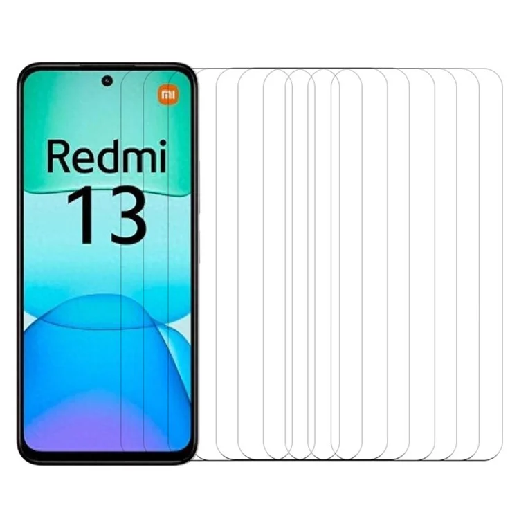 RURIHAI 10 pezzi per Xiaomi Redmi 13 5G / 13 4G Pellicola Protettiva per Lo Schermo in Vetro Alluminio-Silicio Alta 0,26 mm 2,5D